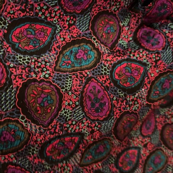 Vintage 1970s Satin Jewel-Tone Shirtwaist Dress - Picture 7 of 11